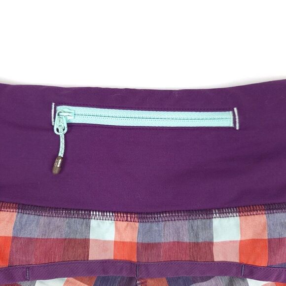 LULULEMON Run Speed Short 2 Way Stretch Wheezy Check Heathered Berry Yum Yum 4 - Picture 4 of 7